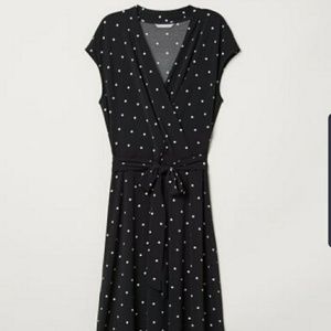 H&M Black Dotted Wrap Dress